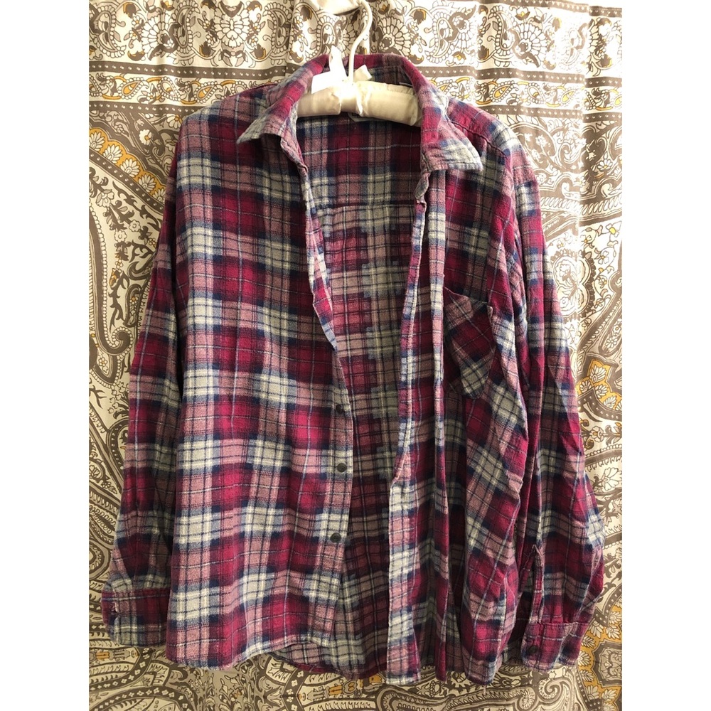 Red, White and Blue Plaid Button Down